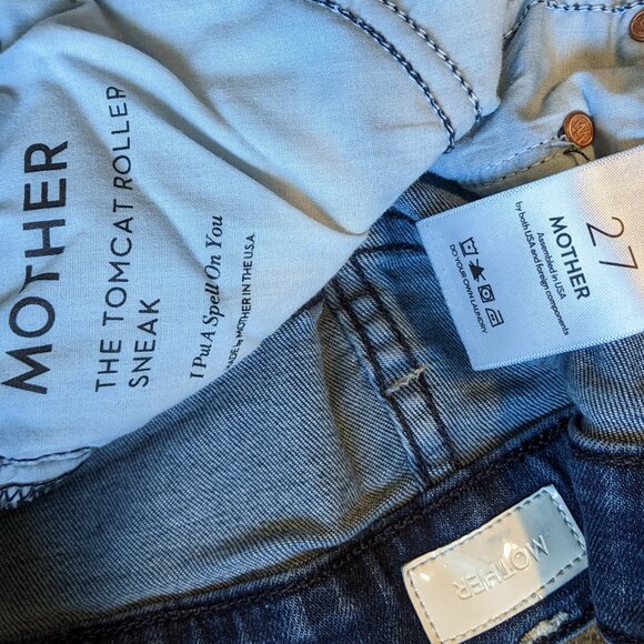 Mother The Tomcat Roller Sneak Jeans Blue High-Rise Flare - Picture 4 of 6